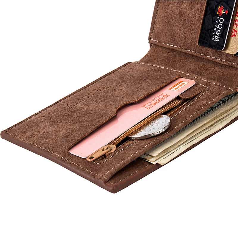 Wallet Men Leather Purse for Men Wallets with Zipper Card Holder Coin Pocke