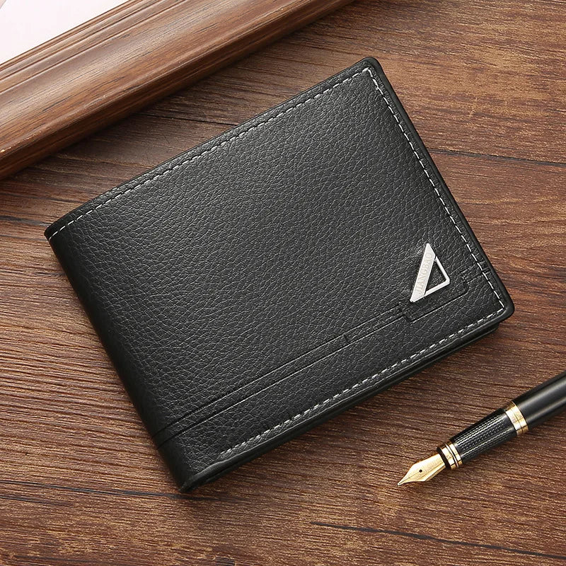 Men'S Short Wallet PU Leather Thin Men Coin Pocket Korean Style