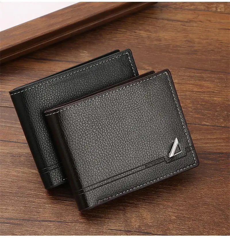 Men'S Short Wallet PU Leather Thin Men Coin Pocket Korean Style