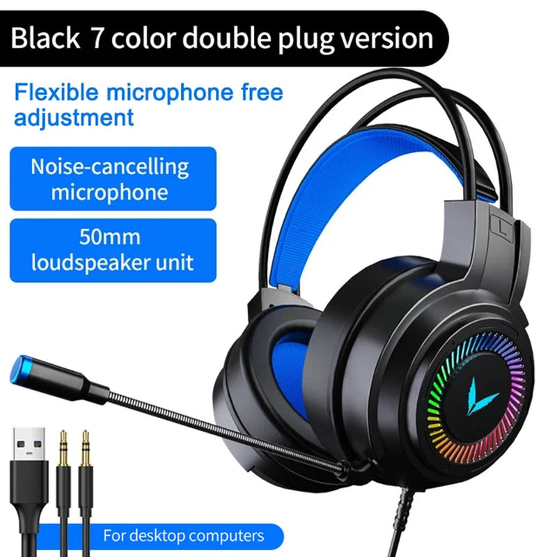 3.5Mm Wired Headphones 7.1 Surround Stereo USB Gaming Headset Bass Earphone Helmet with Mic