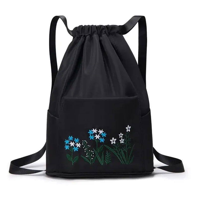 Nylon Backpack Swimming and Fitness Bag Large Capacity Embroidered Backpack Splash Proof Sports Bag