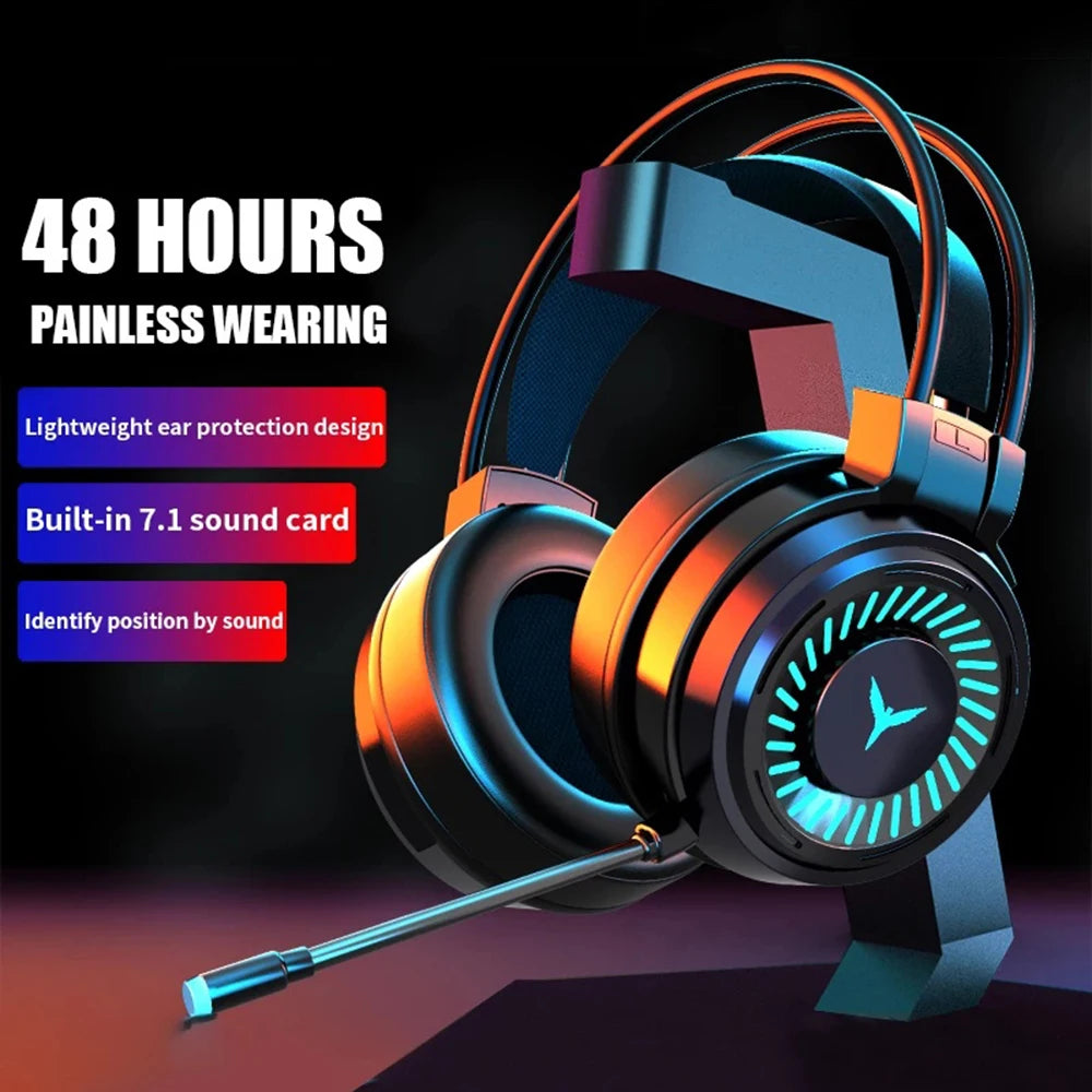 3.5Mm Wired Headphones 7.1 Surround Stereo USB Gaming Headset Bass Earphone Helmet with Mic