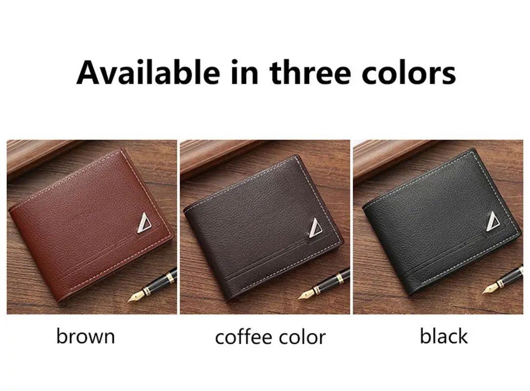 Men'S Short Wallet PU Leather Thin Men Coin Pocket Korean Style
