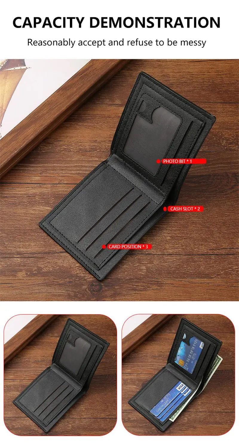 Men'S Short Wallet PU Leather Thin Men Coin Pocket Korean Style