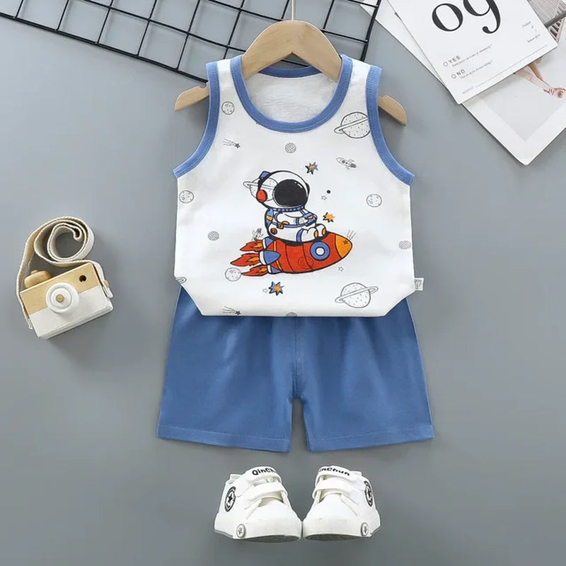 Children Sets Kids Clothes Boys Girls Vest Suit Summer Children'S Clothing Baby Cotton T-Shirts Shorts Tank Top Sleeveless