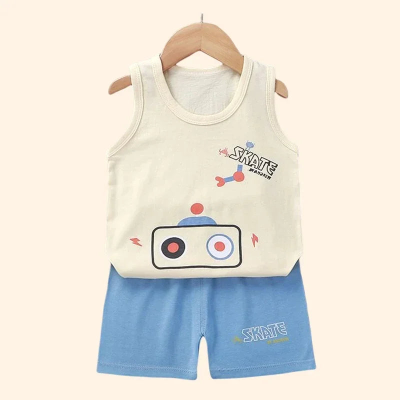 Children Sets Kids Clothes Boys Girls Vest Suit Summer Children'S Clothing Baby Cotton T-Shirts Shorts Tank Top Sleeveless