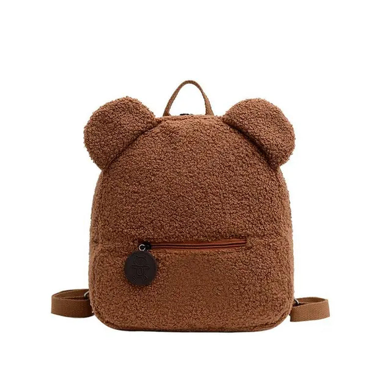 Cute Furry Bear Style Backpack Women Sweet Travel Backpack Bag