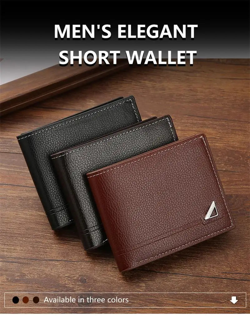 Men'S Short Wallet PU Leather Thin Men Coin Pocket Korean Style