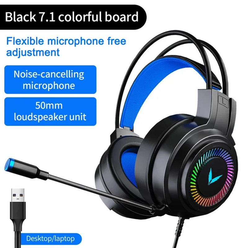 3.5Mm Wired Headphones 7.1 Surround Stereo USB Gaming Headset Bass Earphone Helmet with Mic