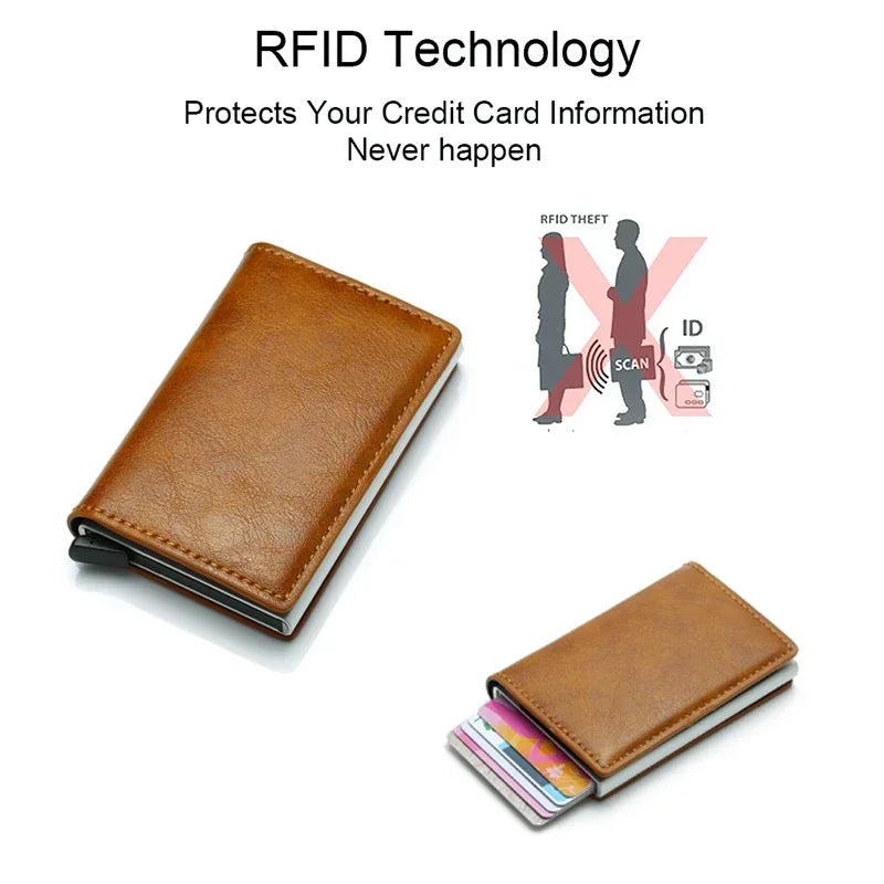 Carbon Fiber Slim Aluminum Men Wallet ID Credit Card Holder Mini RFID