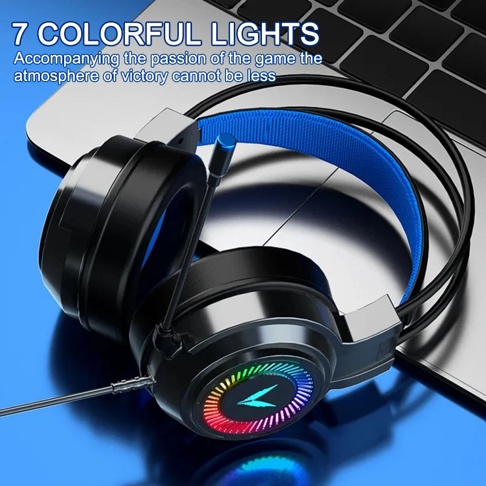 3.5Mm Wired Headphones 7.1 Surround Stereo USB Gaming Headset Bass Earphone Helmet with Mic