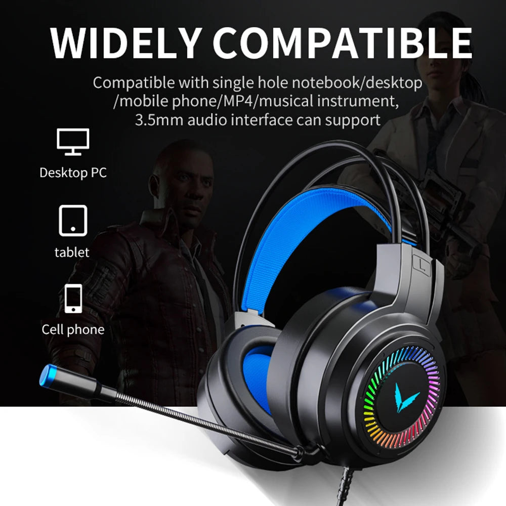 3.5Mm Wired Headphones 7.1 Surround Stereo USB Gaming Headset Bass Earphone Helmet with Mic