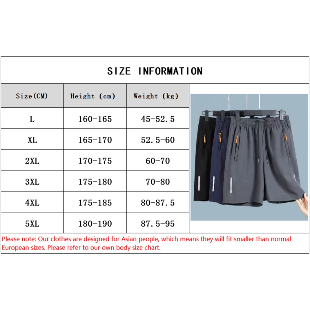 Men'S Ice Silk Shorts  Fitness Elastic Sports Mid-Pants