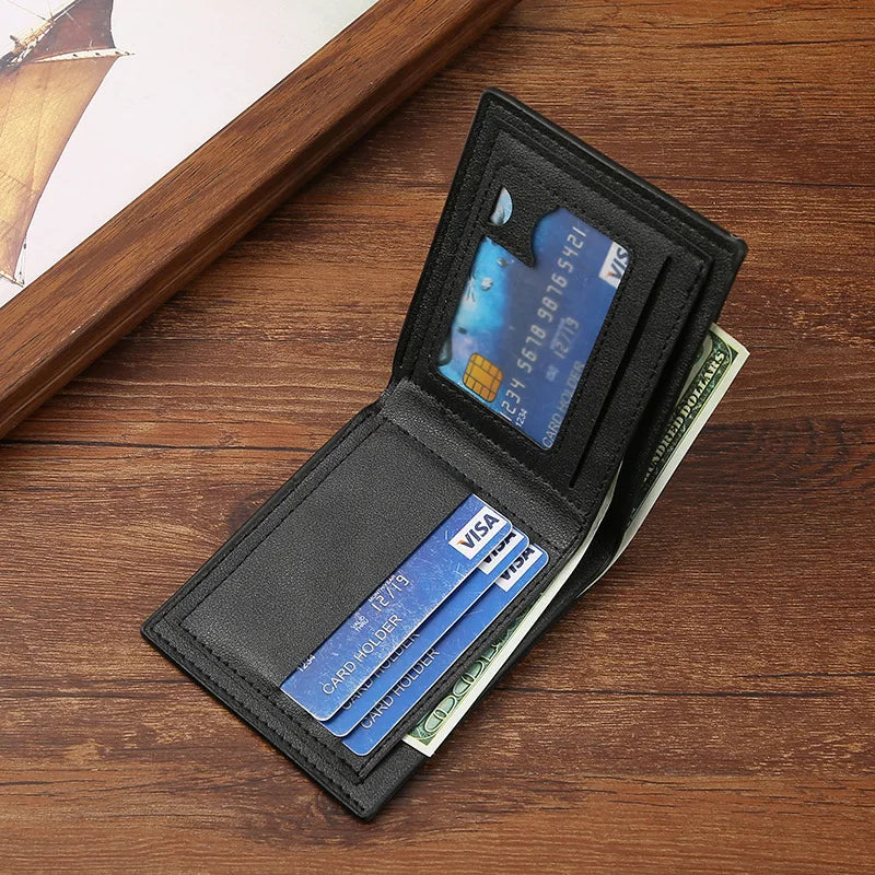 Men'S Short Wallet PU Leather Thin Men Coin Pocket Korean Style