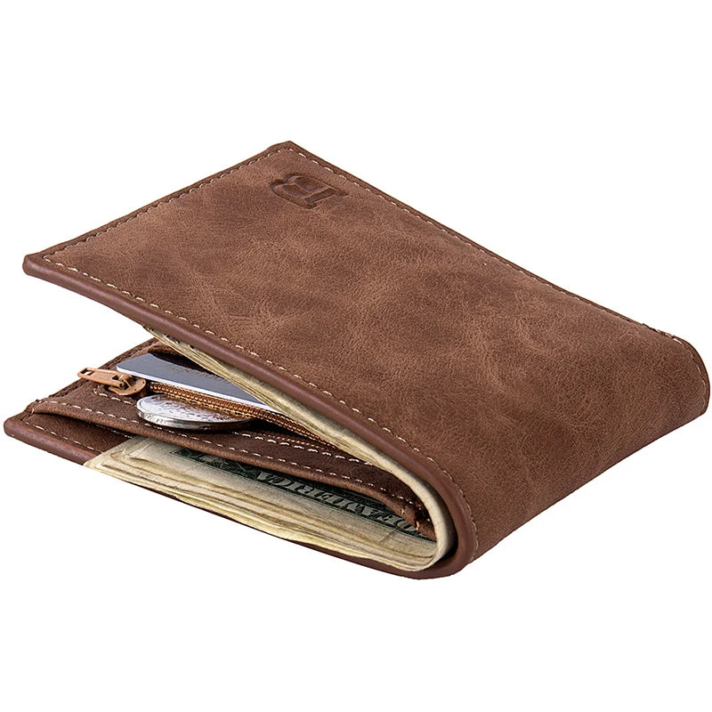 Wallet Men Leather Purse for Men Wallets with Zipper Card Holder Coin Pocke