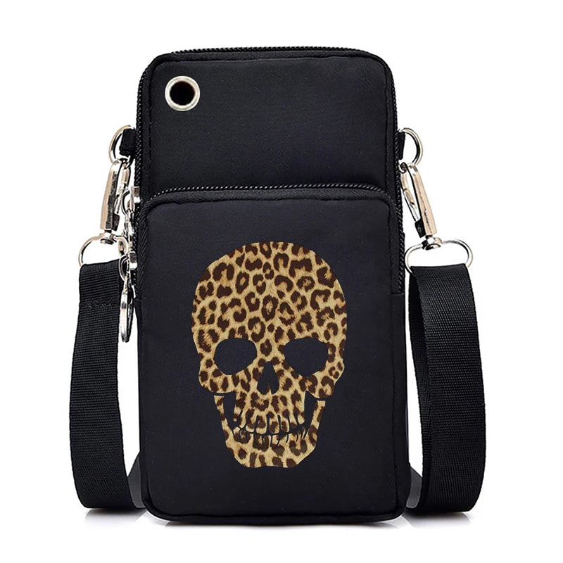 Leopard Animal Lover Fashion Mini Mobile Phone Bag  Woman Vertical Handbag