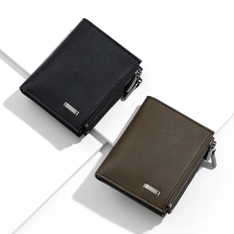 Men'S Wallet with Zipper High Quality Fold Man Change with Picture Coin Bag