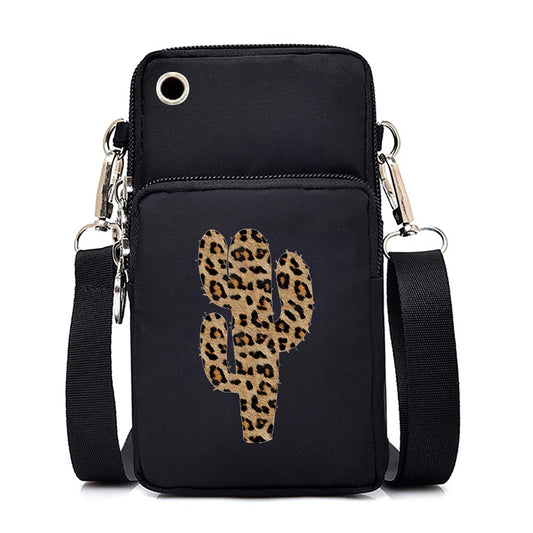 Leopard Animal Lover Fashion Mini Mobile Phone Bag  Woman Vertical Handbag