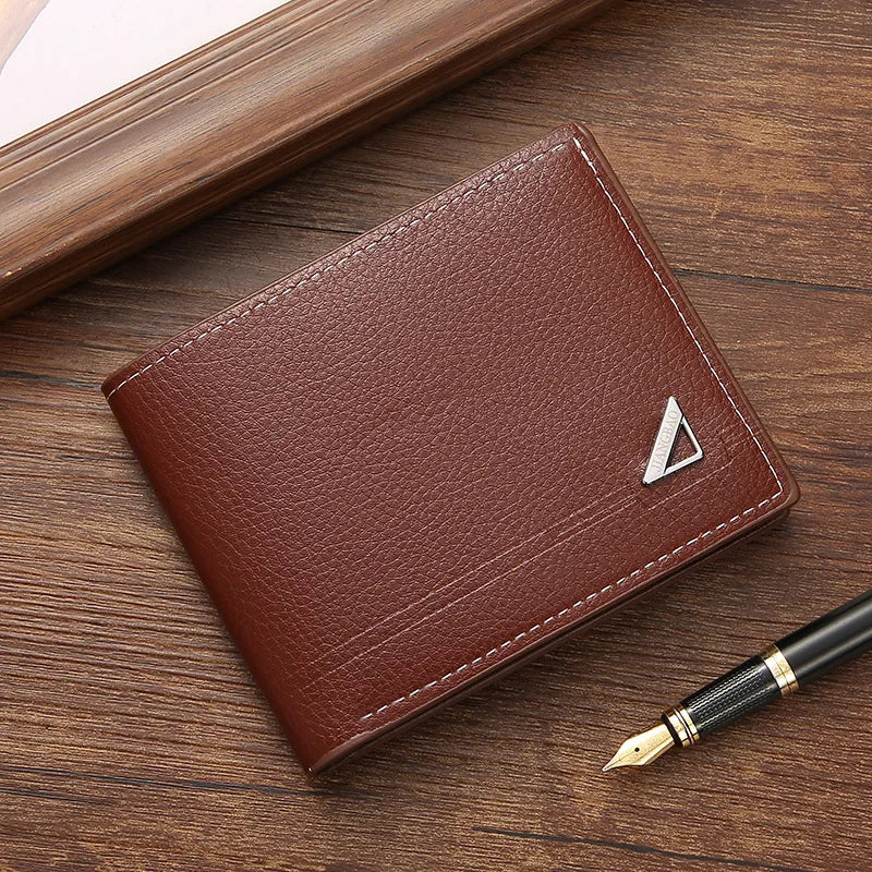 Men'S Short Wallet PU Leather Thin Men Coin Pocket Korean Style