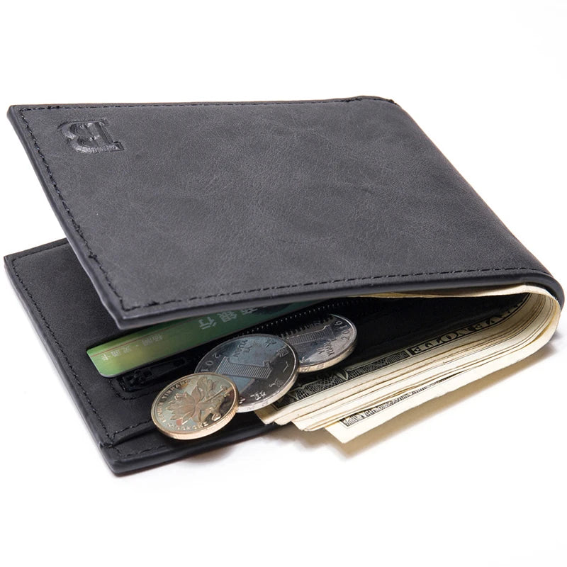 Wallet Men Leather Purse for Men Wallets with Zipper Card Holder Coin Pocke