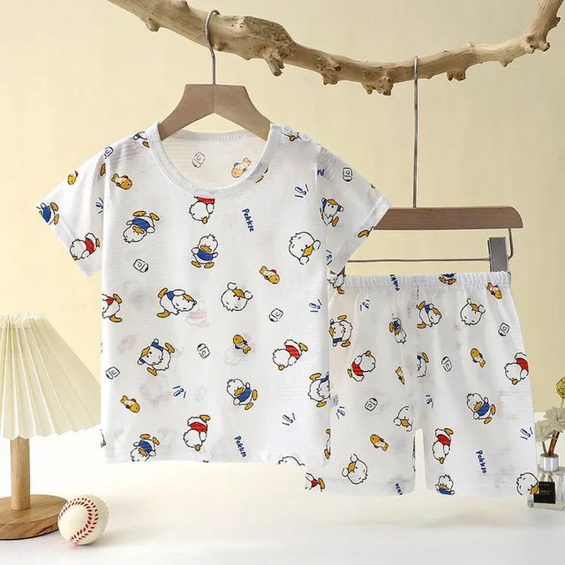 Children'S Clothing Summer Short Sleeve Home Sleepwear Children Sets Kids Clothes Boy Girl T-Shirt Shorts Cotton Suit Baby