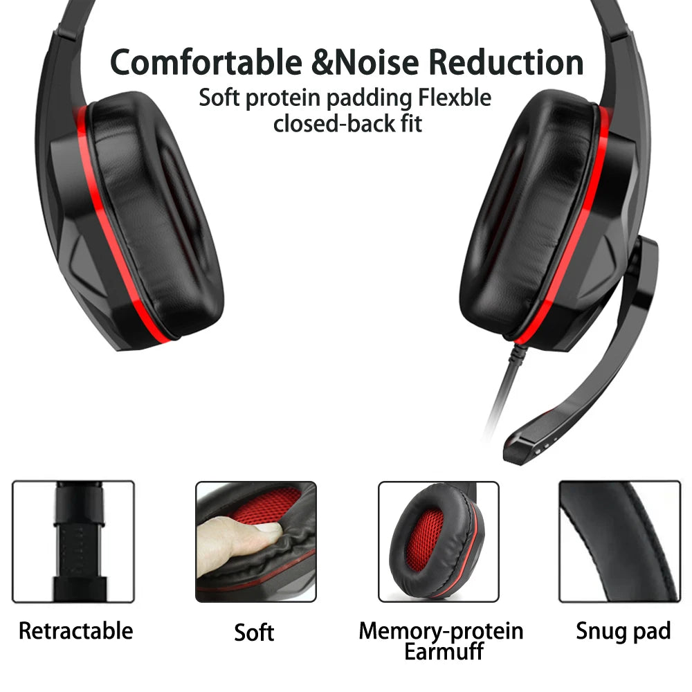 Universal Headphones 3.5Mm Wired Gaming Headset with Noise Cancelling Microphone PC Computer Earphone Helmet for PS5 PS4 Laptop