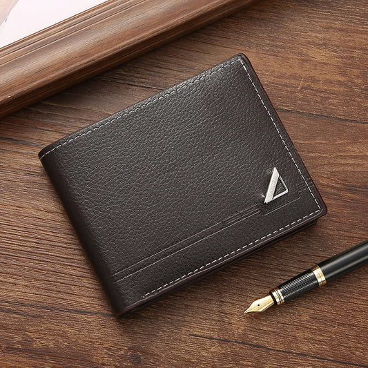 Men'S Short Wallet PU Leather Thin Men Coin Pocket Korean Style