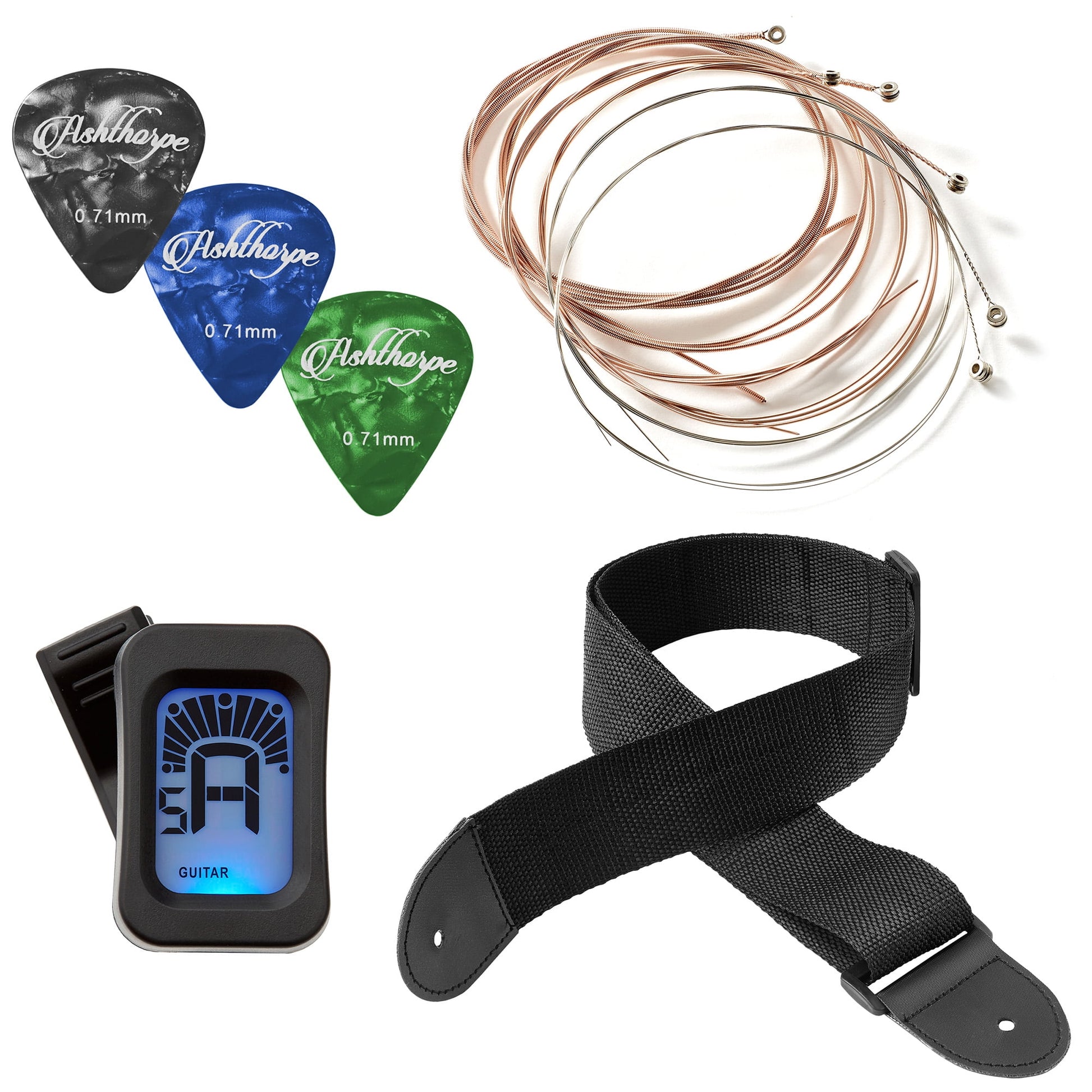 Beginner Acoustic Guitar Starter Package, Black